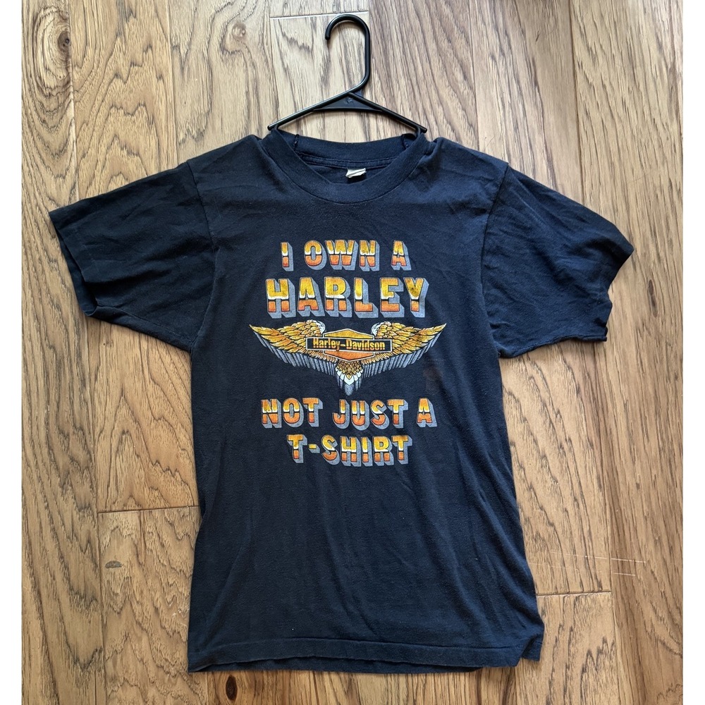 80s VINTAGE HARLEY DAVIDSON MOTORCYCLES 3D EMBLEM T-SHIRT SZ M CALIFORNIA 70s
